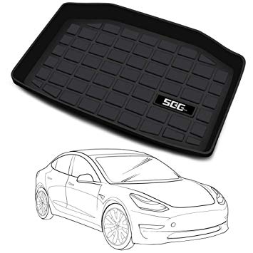 SEG Direct Toolbox Mat Customized for Tesla Model 3, Full-Spread Package No Creases Cargo Mat Cargo Liner, Odorless Scratch-Resistant Sturdy Heavy-Duty Black Eco-Friendly Thermoplastic Rubber