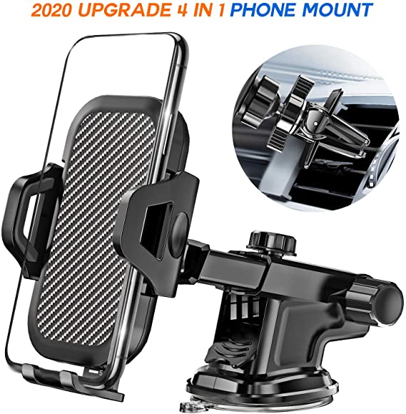 LeYi Car Phone Mount, Air Vent Dashboard Windshield Car Phone Holder with Long Arm Strong Suction Cup, Fit for iPhone SE 11 Pro X XS Max XR 8 7 6 Plus Samsung Galaxy S20 S10 Note10 Moto LG All Phones