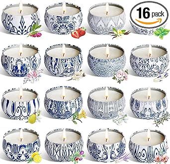 Onebird Set of 16 Scented Candle Gift Set,Natural Pure Soy Wax Aromatherapy Candles Essential Oils for Home and Women