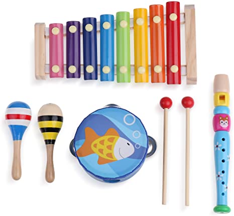 Boxiki kids Musical Instrument Set | Rhythm & Music Education Toys for Kids | Natural Toys with Carrying Case