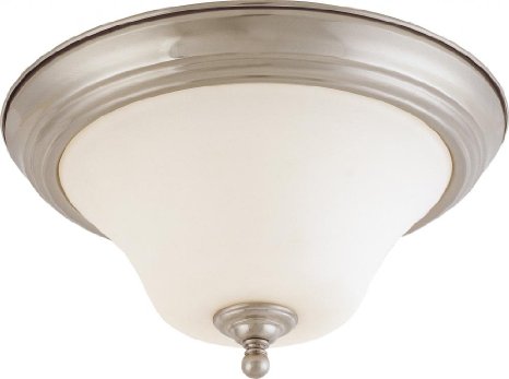 Nuvo 60/1825 Brushed Nickel Medium Flush Dome with Satin White Glass