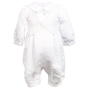 NIMBLE Baby Boys Newborn Christening Baptism Infant Satin Romper Outfit,0-12M