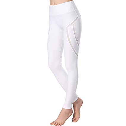 Beepeak Women's Long Mesh Workout Sports Tights Gym Yoga Pants leggings
