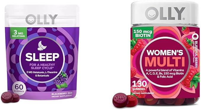 OLLY Sleep Gummy, Occasional Sleep Support, 3 mg Melatonin, L-Theanine, Chamomile & Women's Multivitamin Gummy, Overall Health and Immune Support, Vitamins A, D, C, E