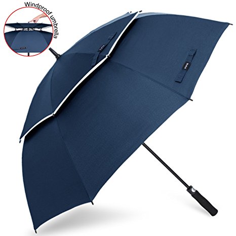 ZOMAKE 62inch Wide Automatic Open Golf Umbrella Extra Large Oversize real Double Canopy Vented Windproof Waterproof Stick Umbrellas(Blue)