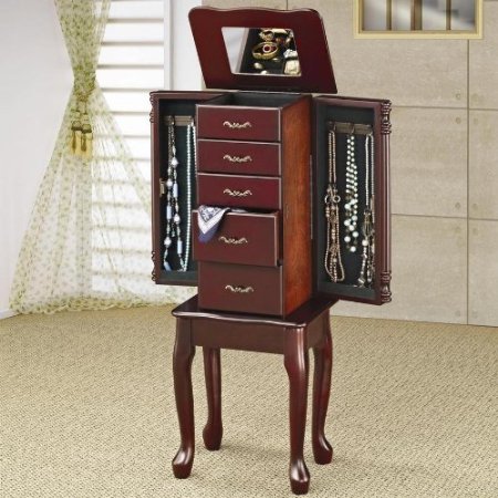 Jewelry Armoire Queen Anne Style Cherry Finish