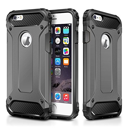 iPhone 6 Case,Wollony Rugged Hybrid Dual Layer Armor Protective Back Case Shockproof Cover for iPhone 6 - Heavy Duty - Slim Hard Shell Protection - Impact Resistant Bumper (Grey)