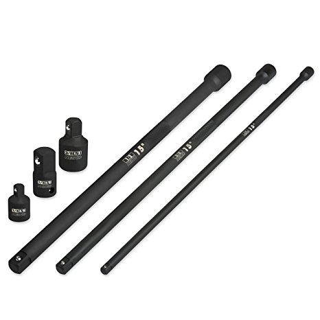 Neiko 00258A 15-Inch Impact Extension Bar and Adapter Set, 6 Piece, 1/4”, 3/8", 1/2" Drive | Cr-V