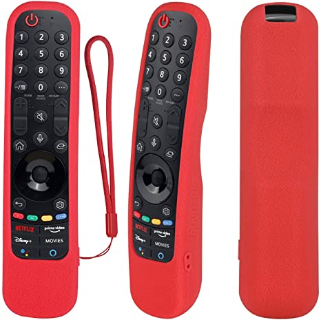 CHUNGHOP Protective Silicone Remote Case for LG Smart TV AN-MR21 for LG OLED TV Magic Remote an MR21GA Remote Cover Shockproof, Washable and Skin-Friendly Cover Non-Slip(Red)