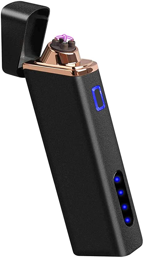 Electric Lighter, Plasma Arc Lighter USB Rechargeable Windproof Flameless Lighter with Battery Indicator for Fire, Cigarette, Pipes