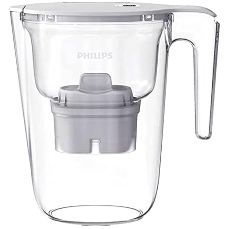 Philips WaterAWP2935WHT/10 Micro X-Clean Fast Flow Water Filter Jug – White, 2.6 litres, Electronic Timer, Brita Compatible,White with Timer