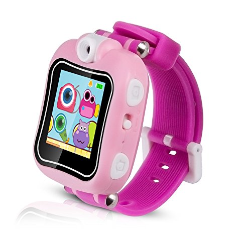 AGPTEK Kid Smartwatch with 90 Degree Rotating Camera, Video Recording, Games, Stopwatch, Alarm Clock, Pink