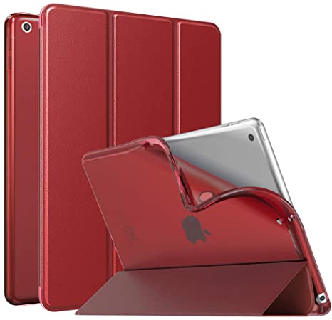 MoKo Case Fit New iPad 8th Generation 10.2" 2020 / iPad 7th Gen 2019, iPad 10.2 Case with Stand, Soft TPU Translucent Frosted Back Cover Slim Shell for iPad 10.2 inch, Auto Wake/Sleep,Red