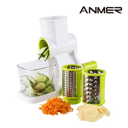ANMER CS-662 Vegetable Spiral Slicer/Shredder with 3 Interchangeable Cylinder Blades - Professional Vegetable Salad Shooter