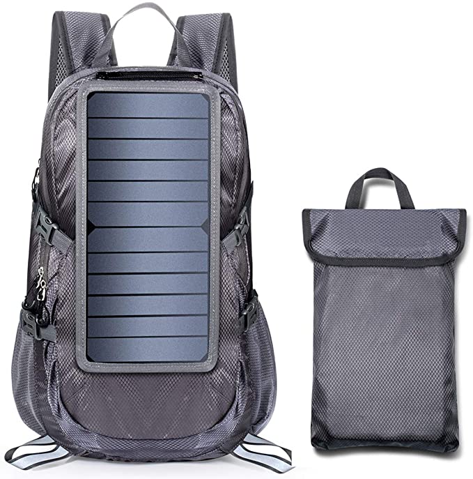 ECEEN Solar Backpack Foldable Hiking Daypack With 5V Power Supply