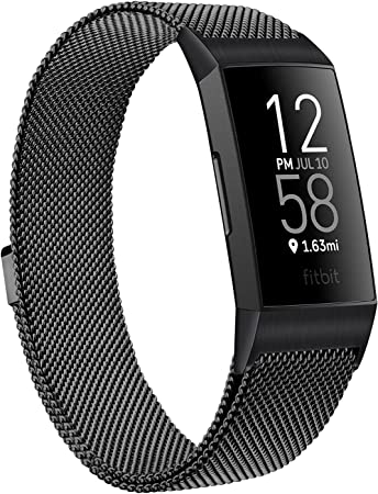 Vancle Metal Bands Compatible with Charge 4 / Fitbit Charge 3 / Charge 3 SE for Women Men, Stainless Steel Mesh Magnetic Lock Wristband