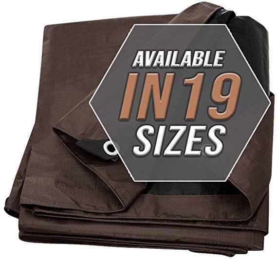 Tarp Cover Brown/Black 2-Pack Heavy Duty 20 Mill Thick Material, Waterproof,6X8 Great for Tarpaulin Canopy Tent, Boat, RV Or Pool Cover (Poly Tarp 6X8, Ultra Thick)