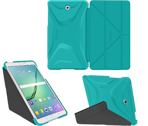 Galaxy Tab S2 8.0 Case, Samsung Galaxy Tab S2 8.0 case, rooCASE Origami Ultra Slim Shell Lightweight Tablet Sleep / Wake Stand Folio Cover - Blue