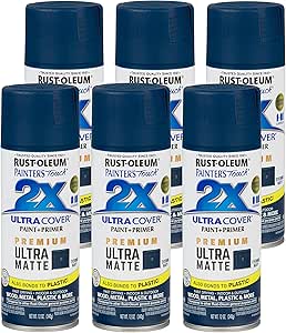 Rust-Oleum 331183-6PK Painter's Touch 2X Ultra Cover Spray Paint, 12 oz, Ultra Matte Evening Navy, 6 Pack