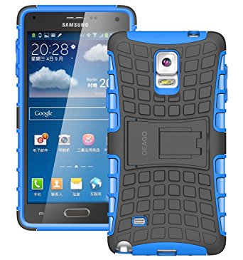 Samsung Galaxy Note 4 Case Cover - Tough Rugged Dual Layer Protective Case with Kickstand for Samsung Galaxy Note 4 - Blue