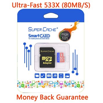 SuperCache Turbo Performance 64G High Speed Micro SDXC by ESoulTech Class 10 UHS-I Up to 80MB/second Transfer Speeds Cell Phone Tablet TF/Flash Memory Card With SD Adapter
