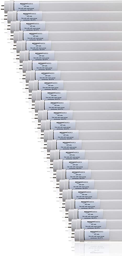 AmazonBasics Commercial Grade LED Tube Light, 5000K, 14W T8/T10/T12 Compatible, Ballast Bypass, Daylight, 4-Foot, 24-Pack