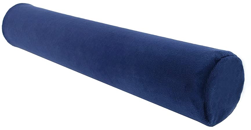 uxcell Round Memory Foam Pillow Cervical Roll Bolster Neck Head Support Pillow with Washable Cover Dark Blue Medium Size-18.5" x 3"