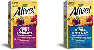 Nature's Way Alive! Once Daily Multivitamin Bundle: Women's & Men's Ultra Potency, Food-Based Blends, 60 Tablets Each