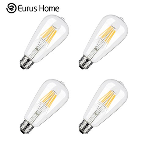 (4 Pack) Classic Style Home 8W Dimmable Edison Style Vintage LED Filament Bulb,E26 ST64 Base Lamp,2700K Warm White 800LM,80W Equivalent,360° Beam Angle