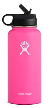 Hydro Flask Double Wall Vacuum Insulated Stainless Steel Sports Water Bottle, Wide Mouth with BPA Free Straw Lid