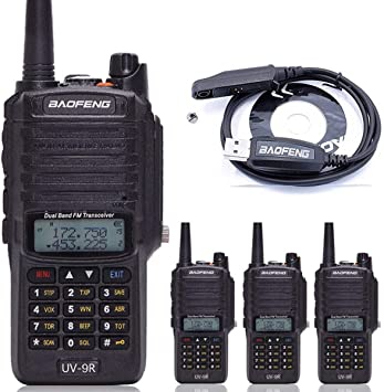 4pcs BaoFeng UV-9R Dual Band Walkie Talkie Dustproof Waterproof IP67 136-174/400-520MHZ VHF/UHF Transceiver Two Way Radio  Programming Cable