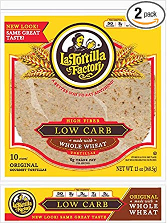 7" La Tortilla Factory Whole Wheat Low Carb Tortillas (Regular Size) Pack of 2