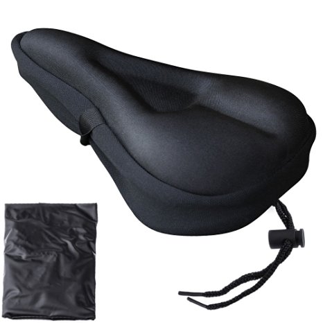 Zacro Gel Bike Seat - Extra Soft Gel Bicycle Seat - Bike Saddle Cushion with Water&Dust Resistant Cover (Black)