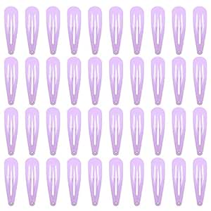 40 Counts Colorful Metal Snap Hair Clips 2 Inch Barrettes for Women Accessories (light purple)