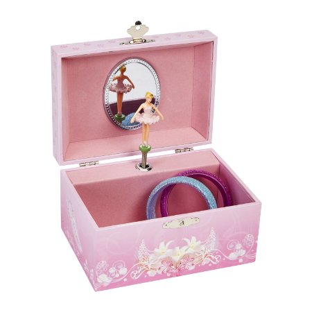 JewelKeeper Girl's Musical Jewelry Storage Box with Spinning Ballerina, Pink Design, Swan Lake Tune