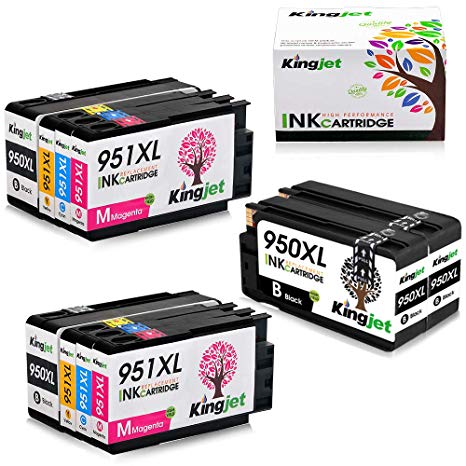 950XL 951XL Ink Cartridge, Kingjet Compatible Replacements for HP Officejet Pro 8100 8600 8610 8620 Printers, 10 Pack (4BK 2C 2M 2Y) with Updated Chips