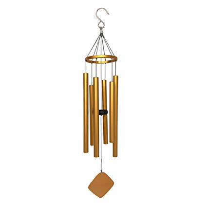 BLESSEDLAND Premium Wind Chimes-6 Hollow Aluminum Tubes, 28" Amazing Grace Wind Chime for Garden,Yard,Patio and Home Decoration (Gold)