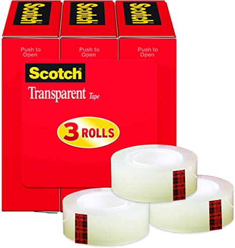 Scotch Transparent Tape, 3/4 in x 1000 in, 3 Boxes/Pack (600K3)