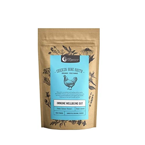 Organic Free-Range Chicken Bone Broth Powder - Naturally-Occurring Collagen, Vitamins, & Minerals - 12-Hour Slow-Cook For Max Nutrients, Digestion, Joint Health, & Stress Relief
