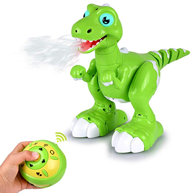 Abco Tech Remote Control RC Robot Dinosaur Toy – Sensing, Spraying, Sing and Dance Function – Rechargeable Batteries – Multifunctional Remote Control