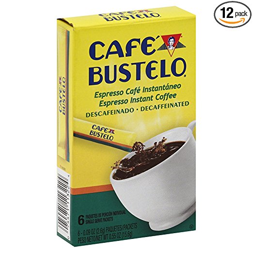 Café Bustelo Decaf Instant Coffee Single Serve Packets, 6 Count (Pack of 12)