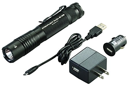 Streamlight 88054 ProTac HL USB Dual-Fuel Lithium Ion or 2-CR123 Rechargeable Flashlight with International AC/12V DC Charger