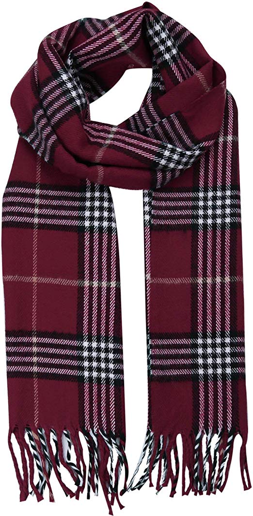 SOJOS Plaid Tartan Cashmere Scarves with Tassels for Men and Women SC3010