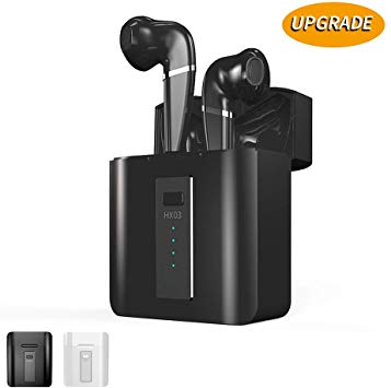 Wireless Bluetooth Earbuds with Portable Charging Case | Anti-Sweat Earplugs Gym Running | Long Battery Life | in-Ear Noise Cancelling Stereo Headset | for All Smartphones,Black