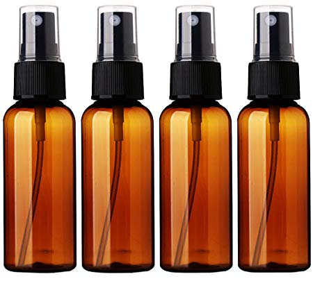 Empty Plastic Fine Mist Spray Bottle 50ML(Less Than 2oz.) Sinide Pump Refillable Cosmetic Perfume Atomizer Perfect for Essential Oils (Pack of 4) (Amber)