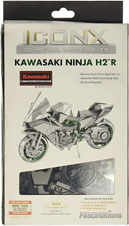 Fascinations Metal Earth ICONX 3D Laser Cut Model Kit Kawasaki Ninja H2R Motorcycle