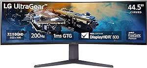 45” LG Ultragear™ DQHD Gaming Monitor/VESA DisplayHDR™600 / DCI-P3 95% (Typ.) / 200Hz / IPS 1ms (GtG) / AMD FreeSync™ Premium Pro