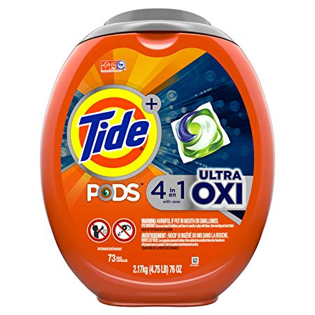 Tide Pods Ultra Oxi Liquid Laundry Detergent Pacs, 73 Count