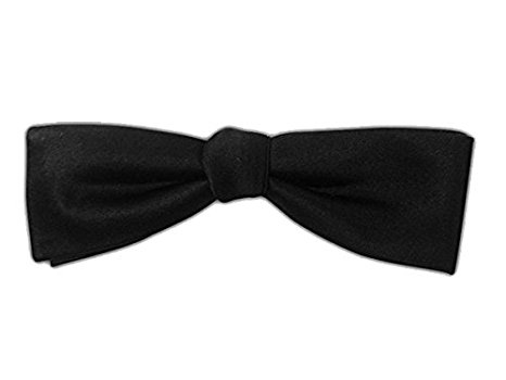 100% Woven Silk Solid Satin Black Self-Tie Slim Bow Tie