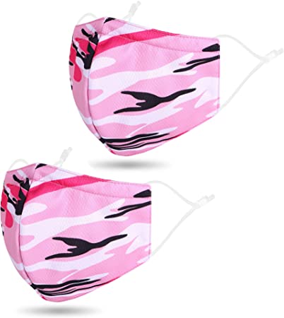 Face_Madks Washable and Reusable Mouth Cover,2 Pcs_Camo Pink